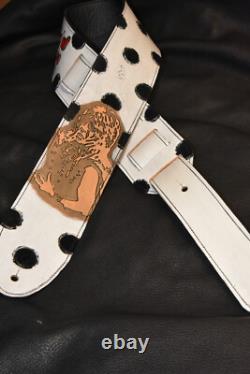 Guitar strap leather tooled hand made in USA custom Randy Rhoades 3.5 strap