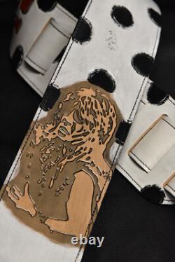 Guitar strap leather tooled hand made in USA custom Randy Rhoades 3.5 strap