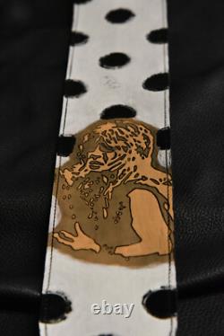 Guitar strap leather tooled hand made in USA custom Randy Rhoades 3.5 strap