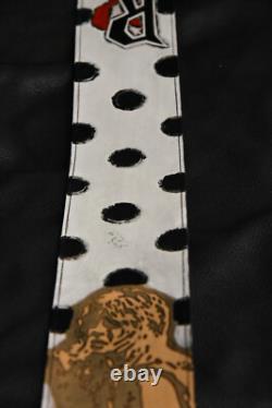 Guitar strap leather tooled hand made in USA custom Randy Rhoades 3.5 strap