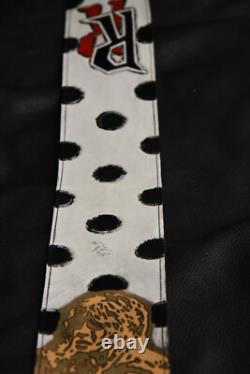 Guitar strap leather tooled hand made in USA custom Randy Rhoades 3.5 strap