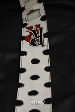 Guitar strap leather tooled hand made in USA custom Randy Rhoades 3.5 strap