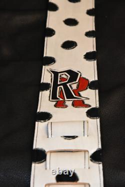 Guitar strap leather tooled hand made in USA custom Randy Rhoades 3.5 strap