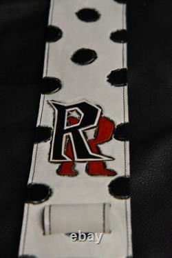 Guitar strap leather tooled hand made in USA custom Randy Rhoades 3.5 strap