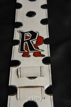 Guitar strap leather tooled hand made in USA custom Randy Rhoades 3.5 strap