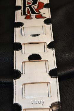 Guitar strap leather tooled hand made in USA custom Randy Rhoades 3.5 strap