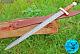 Handmade Forged Damascus Steel Double Edge Blade Historical Warrior Sword 1085