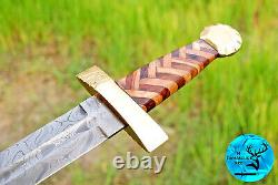 HANDMADE FORGED DAMASCUS STEEL DOUBLE EDGE BLADE Historical Warrior SWORD 1085
