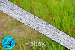 HANDMADE FORGED DAMASCUS STEEL DOUBLE EDGE BLADE Historical Warrior SWORD 1085