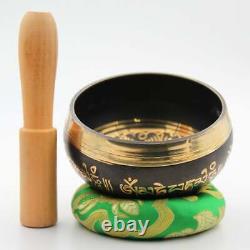 HAND MADE SINGING BOWL SET OF 4 WITH AMAZING SOUNDS Mantra engraved Black USA