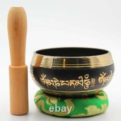 HAND MADE SINGING BOWL SET OF 4 WITH AMAZING SOUNDS Mantra engraved Black USA