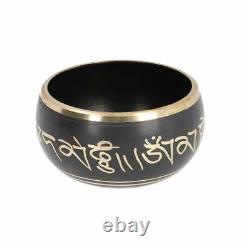 HAND MADE SINGING BOWL SET OF 4 WITH AMAZING SOUNDS Mantra engraved Black USA