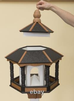 HUGE BIRD FEEDER Amish Handmade Hexagon Recycled Poly in Green, Cedar & White