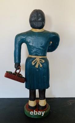 Hand Carved Wooden Figure Black Woman Folk Art 18 High