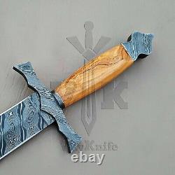 Hand Forged Damascus Steel Battle Ready Medieval Viking Sword With Sheath 2111