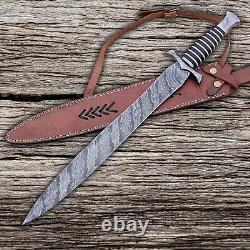 Hand Forged Damascus Steel Viking Sword Sharp / Battle Ready Medieval Sword