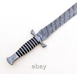 Hand Forged Damascus Steel Viking Sword Sharp / Battle Ready Medieval Sword