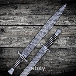 Hand Forged Damascus Steel Viking Sword Sharp / Battle Ready Medieval Sword