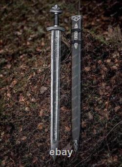 Hand Forged Damascus Steel Viking Sword Sharp Battle Ready Medieval Sword Gift