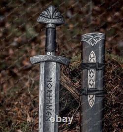 Hand Forged Damascus Steel Viking Sword Sharp Battle Ready Medieval Sword Gift