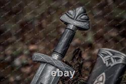 Hand Forged Damascus Steel Viking Sword Sharp Battle Ready Medieval Sword Gift