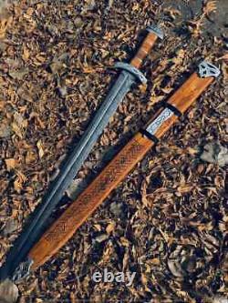 Hand Forged Damascus Steel Viking Sword Sharp/battle Ready Medieval Sword
