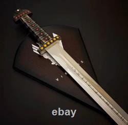 Hand-Forged Damascus Viking Sword Ragnar Serpent Breath, Norse Collectible