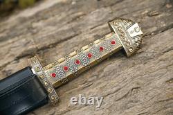 Hand-Forged Damascus Viking Sword Ragnar Serpent Breath, Norse Collectible