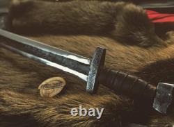 Hand Forged Viking Sword/Handmade Battle Ready Blade with Leather Grip