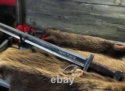 Hand Forged Viking Sword/Handmade Battle Ready Blade with Leather Grip