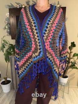 Hand-Knitted Shawl Heirloom Craftsmanship Woodland Sky Tapestry Made in USA
