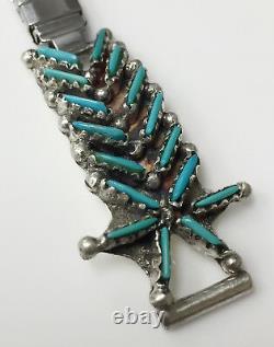Hand Made American 32 Turquoise Stones Sterling Silver Watch Stretch Band Strap