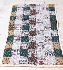 Hand Made BABY QUILT Patchwork Thick 2 Sided 35x55 THROW Blanket FOLK Art