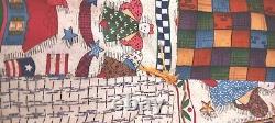 Hand Made BABY QUILT Patchwork Thick 2 Sided 35x55 THROW Blanket FOLK Art