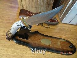 Hand Made Crown Stag Handle Bowie Knife 10 Overall Made In U. S. A. By Ken Rich