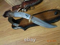 Hand Made Crown Stag Handle Bowie Knife 10 Overall Made In U. S. A. By Ken Rich