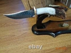 Hand Made Crown Stag Handle Bowie Knife 10 Overall Made In U. S. A. By Ken Rich