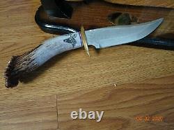 Hand Made Crown Stag Handle Bowie Knife 10 Overall Made In U. S. A. By Ken Rich
