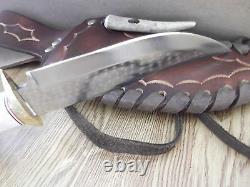 Hand Made Crown Stag Handle Bowie Knife 11 1/2 Overall Made In U. S. Aby Ken Rich