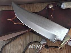 Hand Made Crown Stag Handle Bowie Knife 11 1/2 Overall Made In U. S. Aby Ken Rich