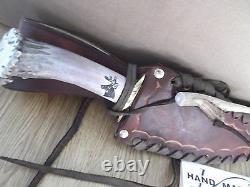 Hand Made Crown Stag Handle Bowie Knife 11 1/2 Overall Made In U. S. Aby Ken Rich