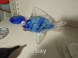 Hand Made Glass Art Blue Fish Paperweight Very Detailed Made In Indiana USA