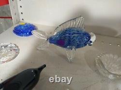 Hand Made Glass Art Blue Fish Paperweight Very Detailed Made In Indiana USA