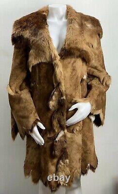 Hand Made Hide Coyote Fur Coat Western Jacket Coat Women's 10 Made In USA