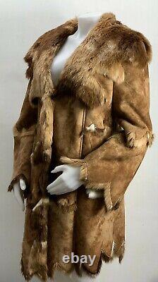 Hand Made Hide Coyote Fur Coat Western Jacket Coat Women's 10 Made In USA