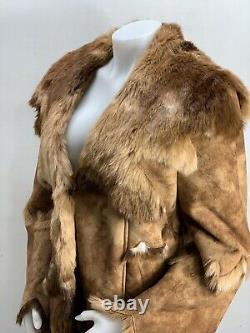 Hand Made Hide Coyote Fur Coat Western Jacket Coat Women's 10 Made In USA