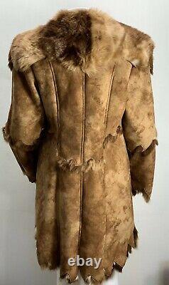 Hand Made Hide Coyote Fur Coat Western Jacket Coat Women's 10 Made In USA