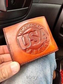 Hand Made Leather Bifold Wallet (american Father Usa) Built To Last