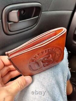 Hand Made Leather Bifold Wallet (american Father Usa) Built To Last