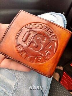 Hand Made Leather Bifold Wallet (american Father Usa) Built To Last